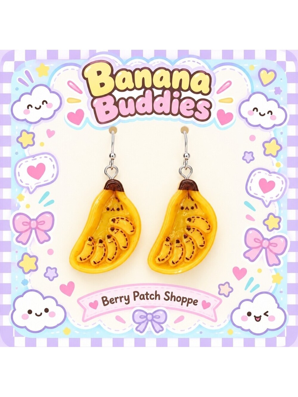 Kawaii Banana Buddies Cute Dangle Fruit Earrings